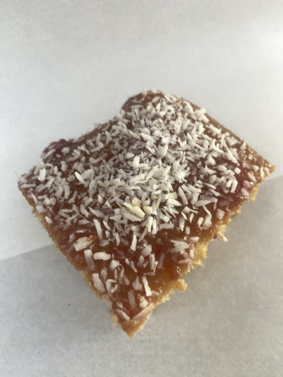 Coconut and jam cake