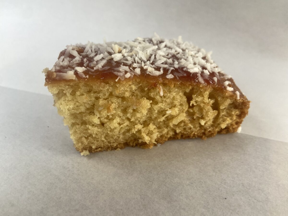 Coconut and jam cake
