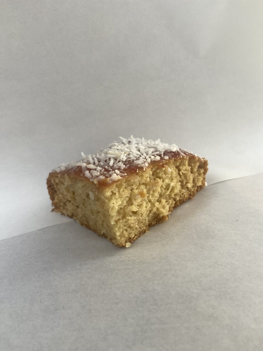 Coconut and jam cake